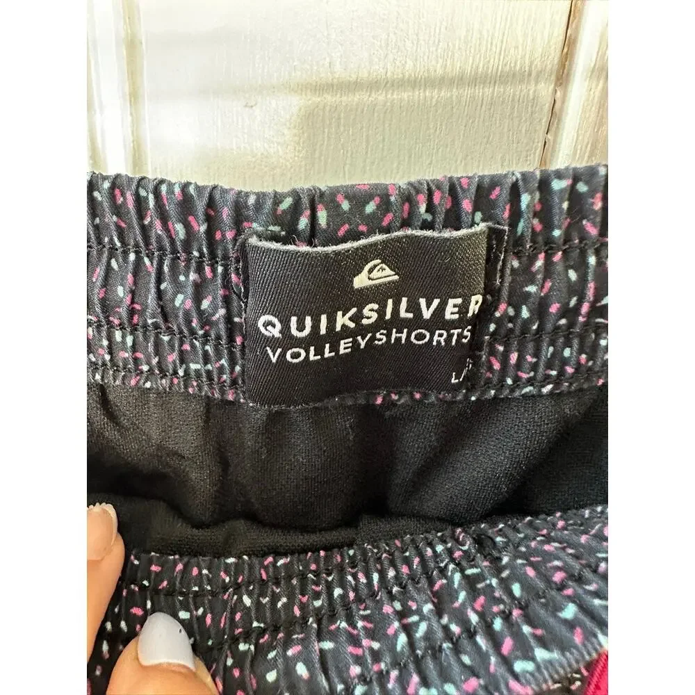 Quiksilver Volley Shorts Black Print Lined Shorts w/ Pockets Men's Size Large